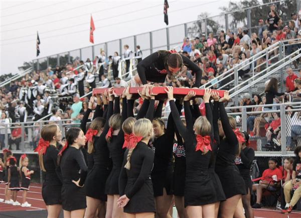 Cheerleaders performing during half-time